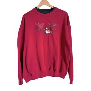 VTG Cardinals Red Birds Country Store Grandma Sweatshirt Cottagecore Sz XL